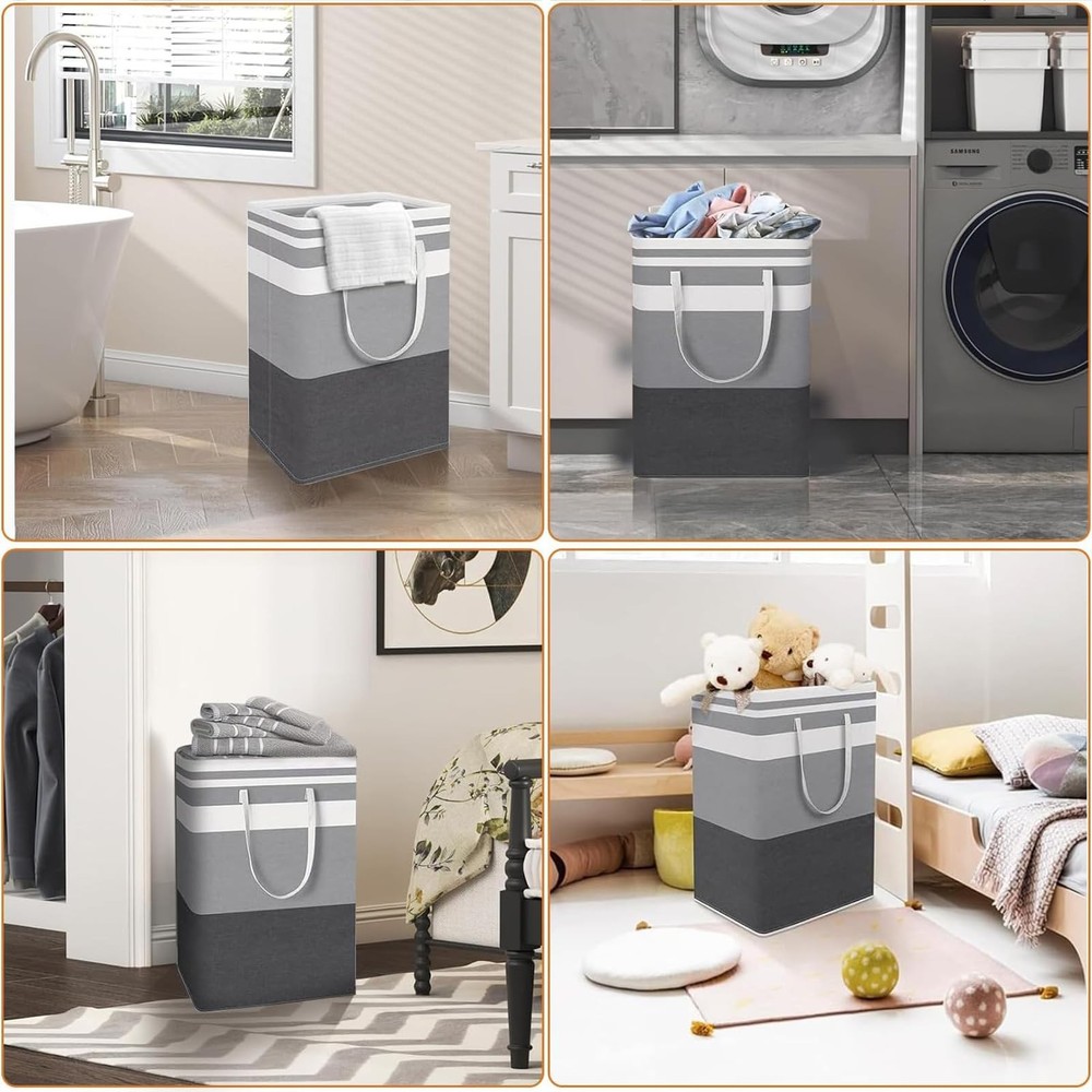 2 PCS Large Capacity Waterproof Freestanding Laundry Basket Foldable Set
