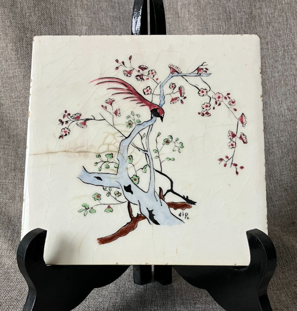 Vintage Studio Ceramic Tile 6" x 6" signed "dlg"