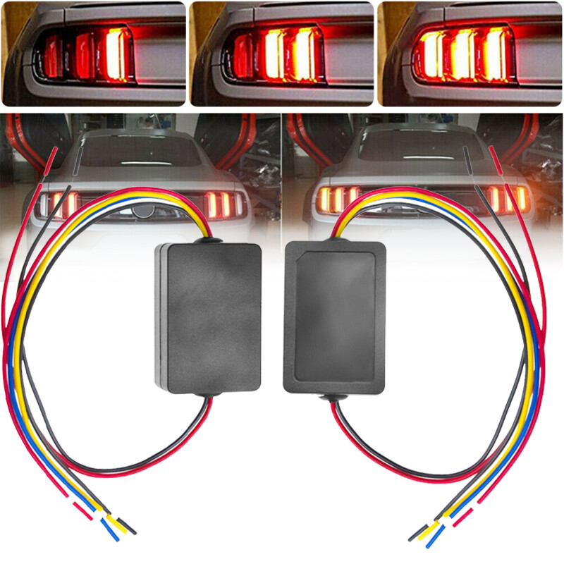 2PCS Car Turn Signal Light 3-Step Sequential Dynamic Chase Flash Module Boxes