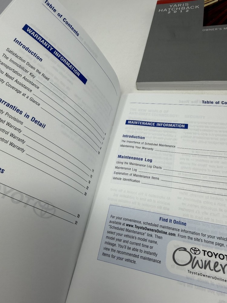 2012 Toyota Yaris Owners Manual OEM Set