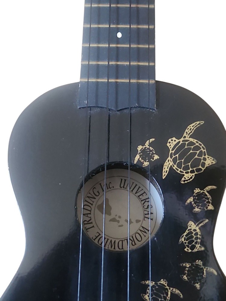 [Super Rare] Hawaii Design Ukulele Black Sea Turtle Pattern 4 Strings for