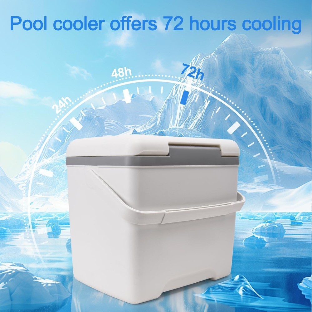 13L Pool Cooler, Insulated Cooler Hard Cooler with Handle, Keeps Drinks Cold Up