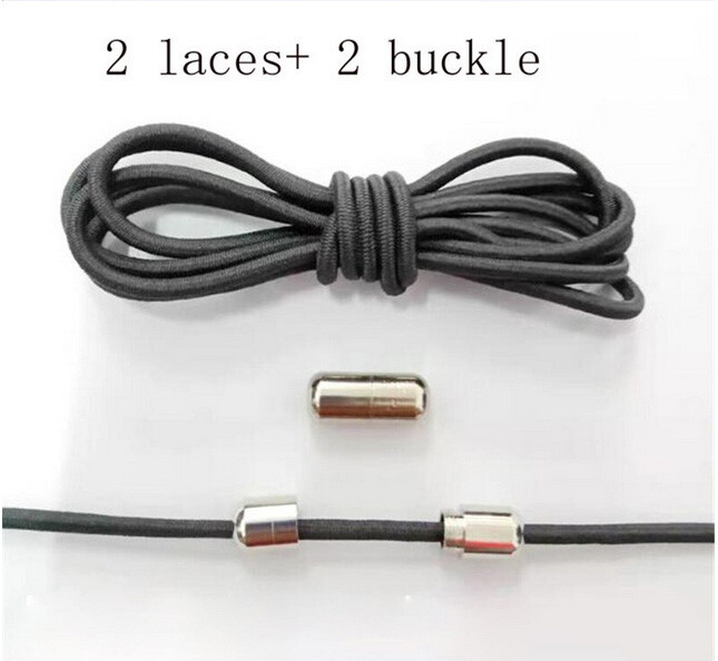 1Pair Shoelaces Elastic Screw Locking Shoe String No Tie Navy BLUE Dot WHITE