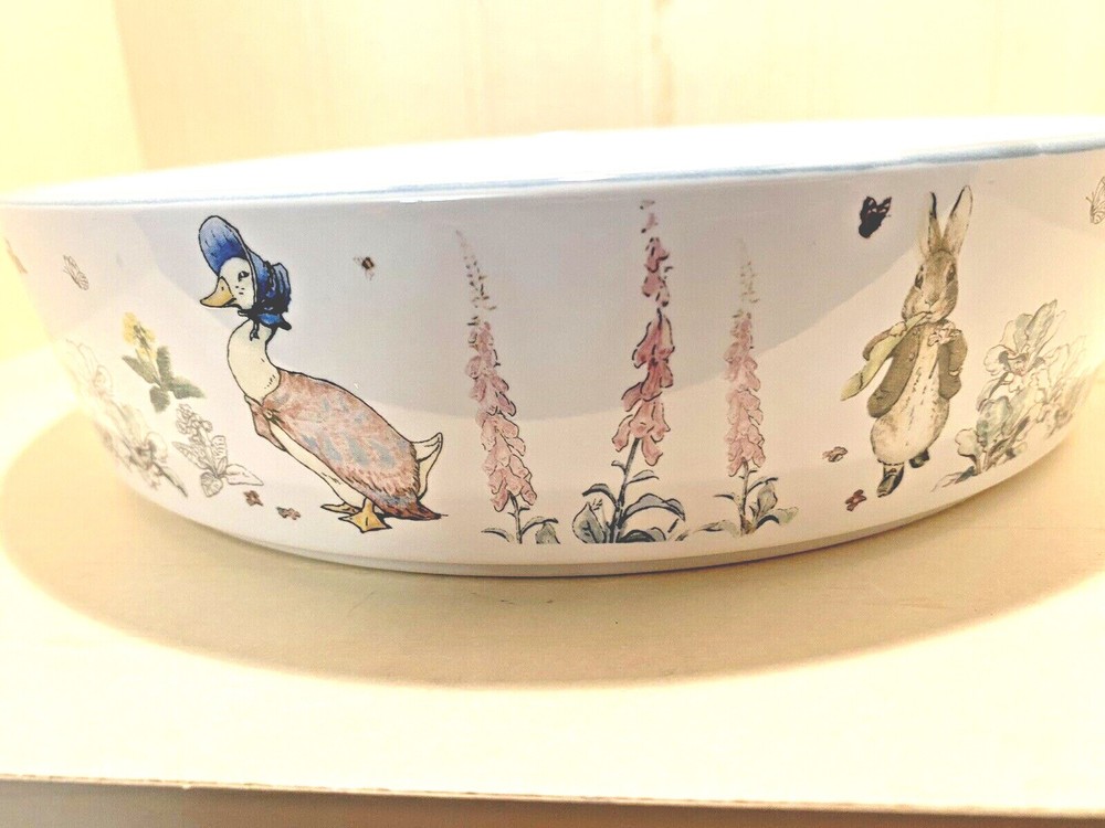 Beatrix Potter Peter Rabbit Easter Porcelain Vegetable Serving Bowl 9" NEW