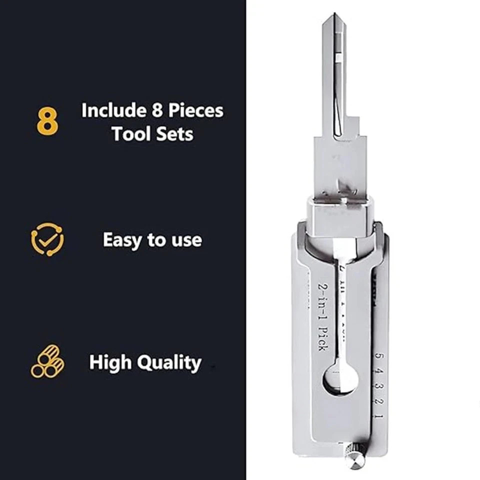 Key Decoder 2 In 1 Portable Lock Picking Set Hook And Pickup Tool Kit Ergonomic