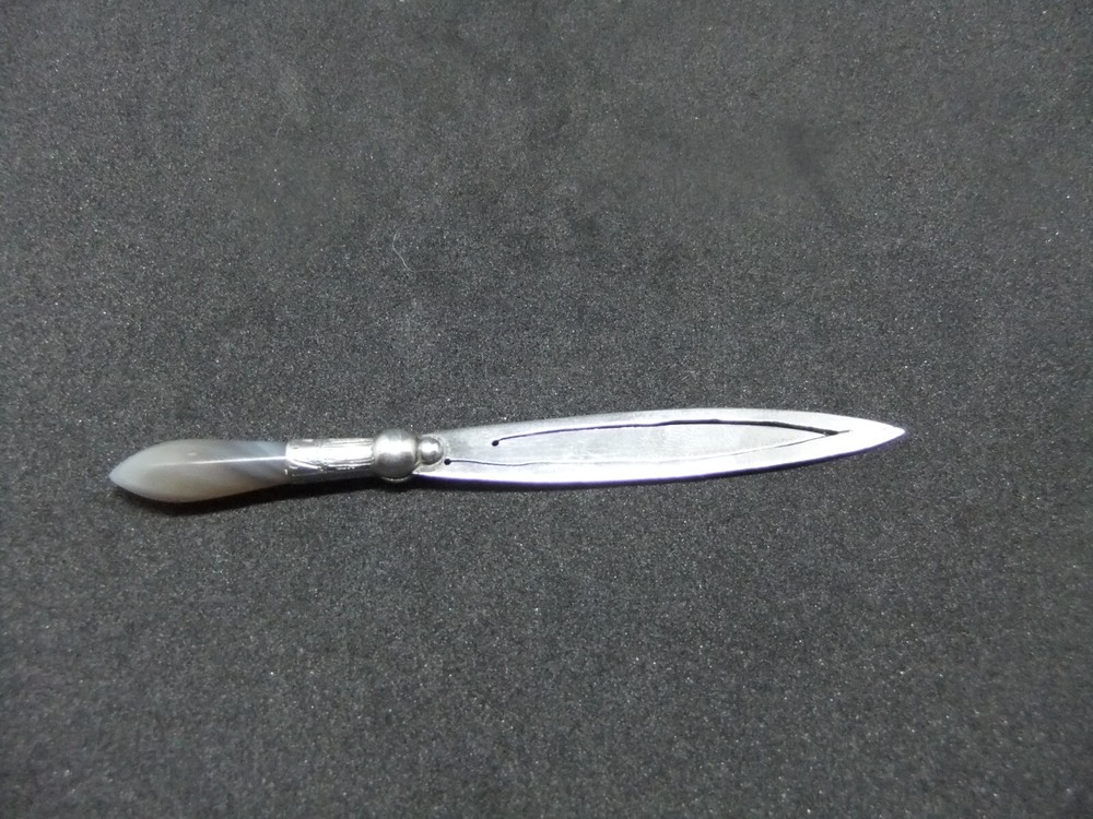 Crisford & Norris Sterling Solid Silver Agate Moonstone ? Bookmark Bham 1909