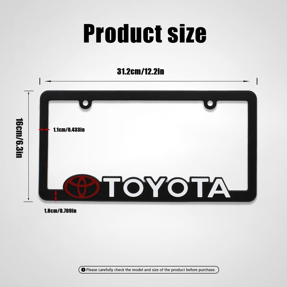 2pcs-Toyota-black license plate frame(Plastic) Practical