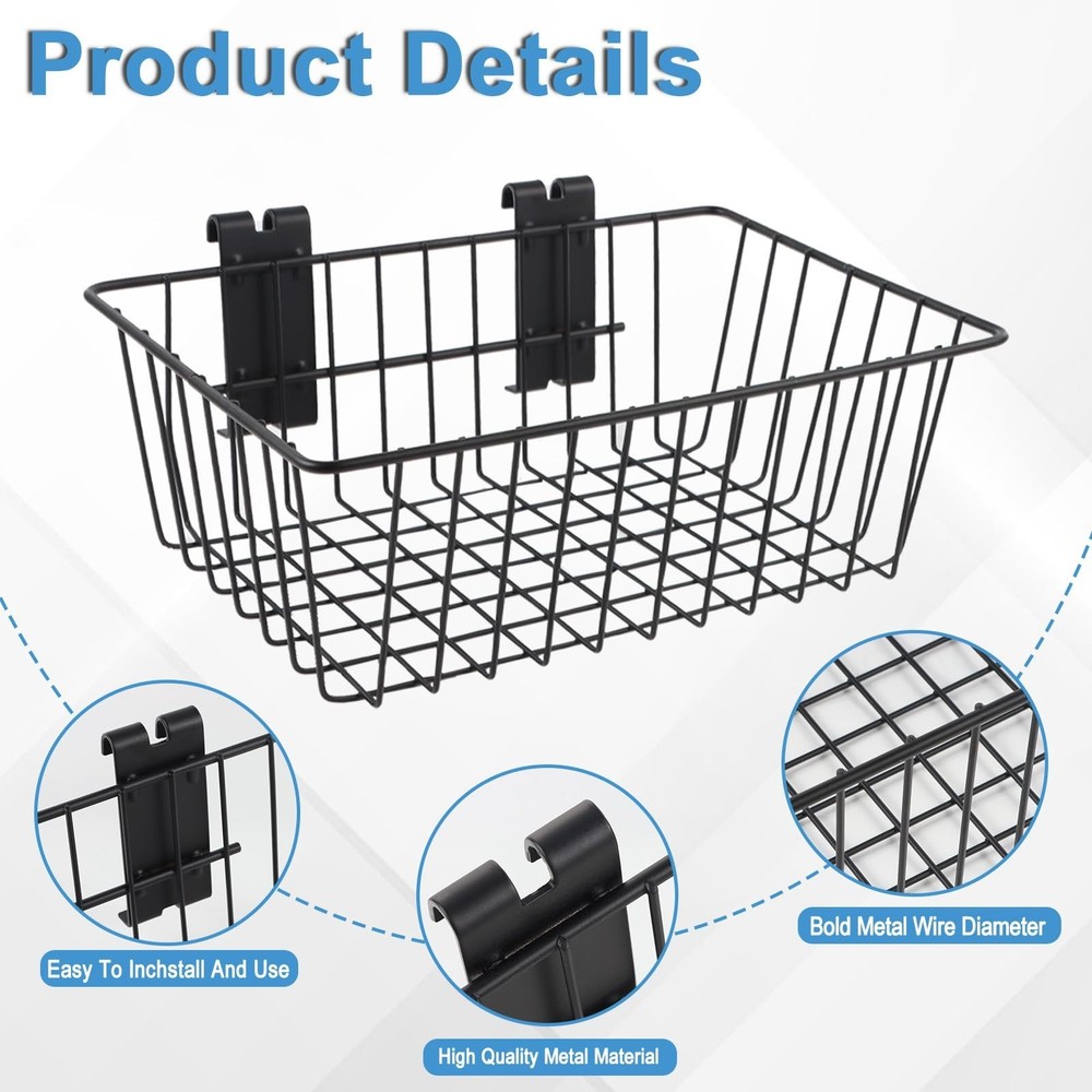 Polmart Heavy Duty Gridwall Basket, 2-Pack