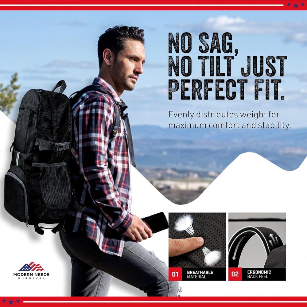 35L Foldable Backpack Lightweight Packable Travel Daypack Water Resistant