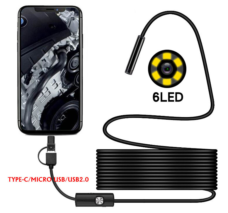 Type-c/Micro USB Endoscope Borescope Waterproof Camera For Mac Android Windows