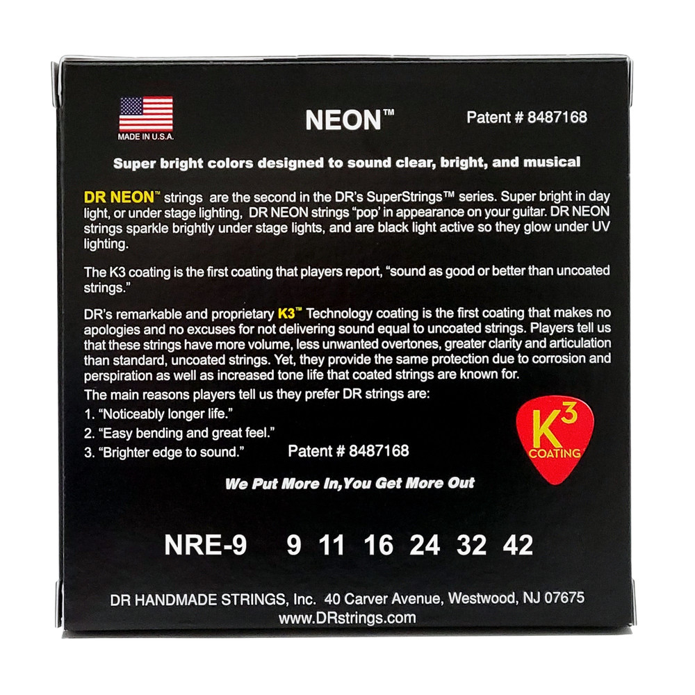 DR Strings Hi-Def NEON Red Electric Guitar Strings Light 9-42