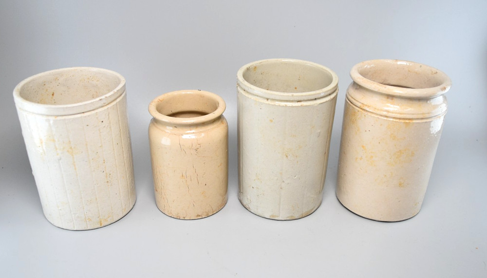 Vintage Stoneware Storage Jars X4