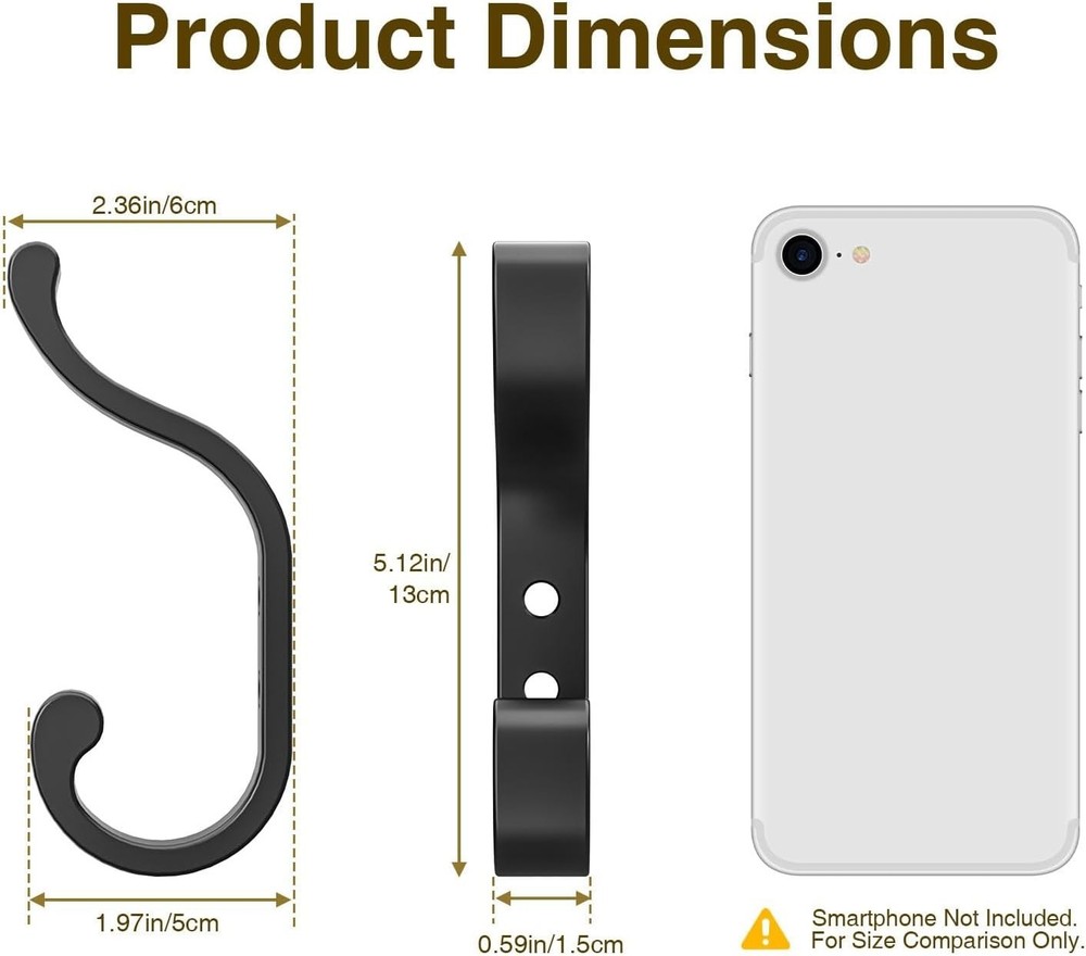 Coat Hooks Wall Mount for Hanging, Heavy Duty Backpack Hooks for Wall 4 Pack