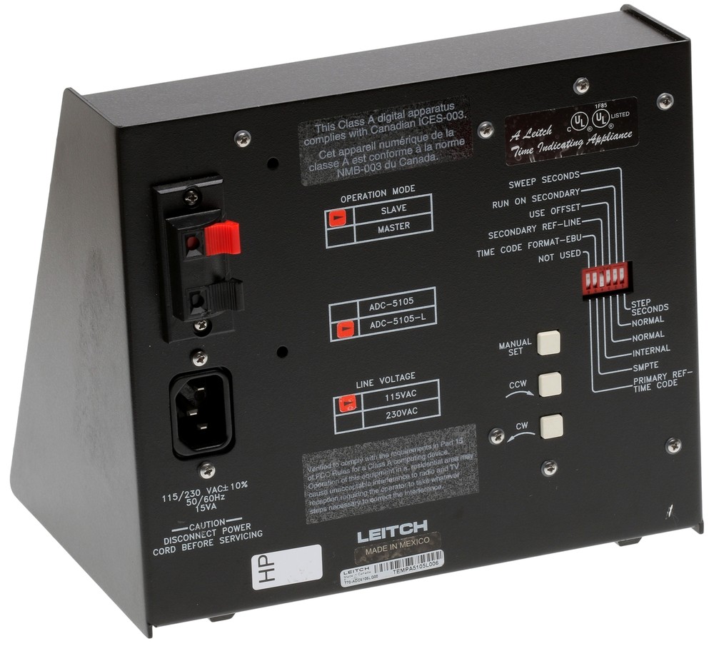 Leitch ADC-5105 L Illuminated 5" Studio Analog Desktop Clock SMPTE/EBU Timecode