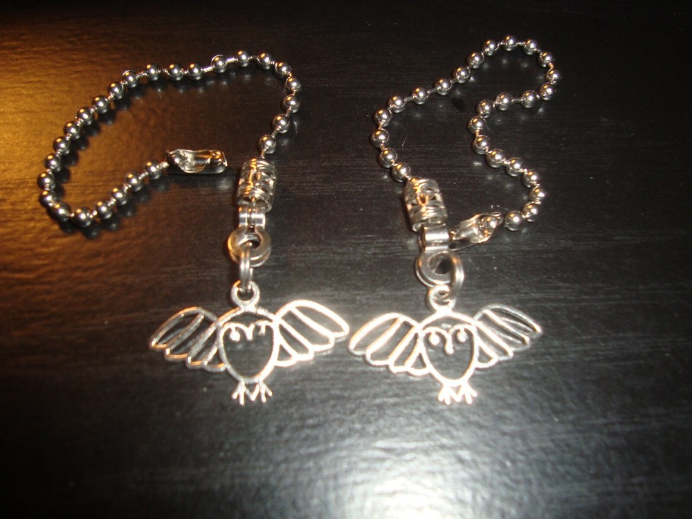 Pair Ceiling Fan Pull Chains Charming Owl Pendants Decorative Light/Lamp Pulls