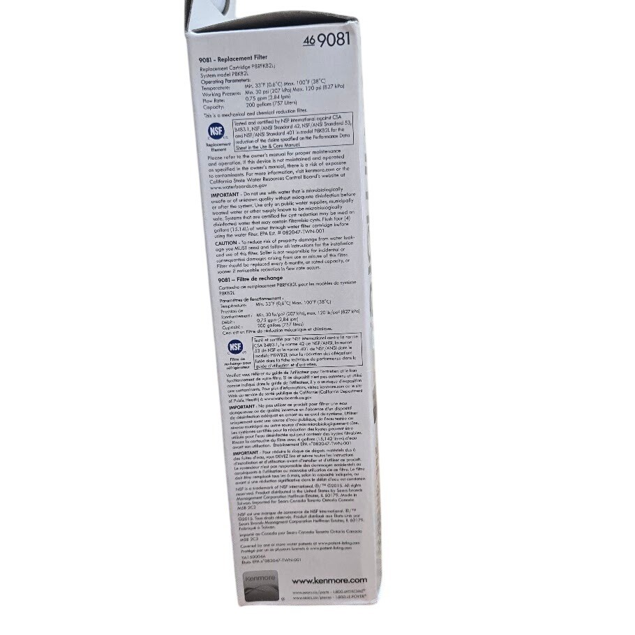 2 Kenmore 469081 Replacement Refrigerator Water Filters