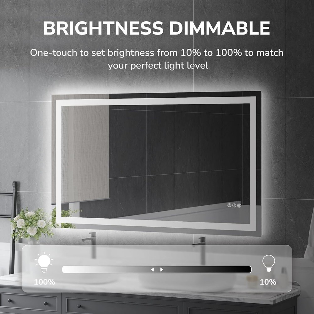 60x36" LED Bathroom Mirror Dimmable Lighted Vanity Mirror, Horizontal & Vertical