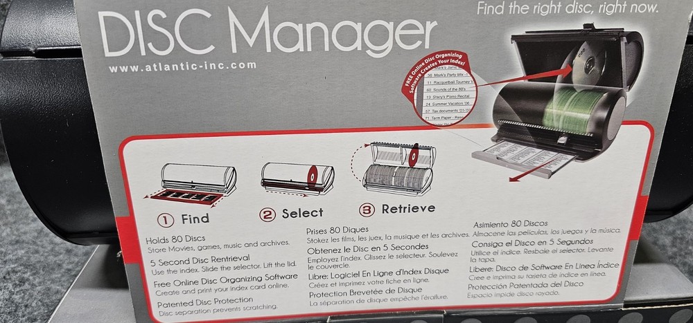 Atlantic Disc Manager 80 Disc CD/DVD Desktop Storage Organizer New 2010