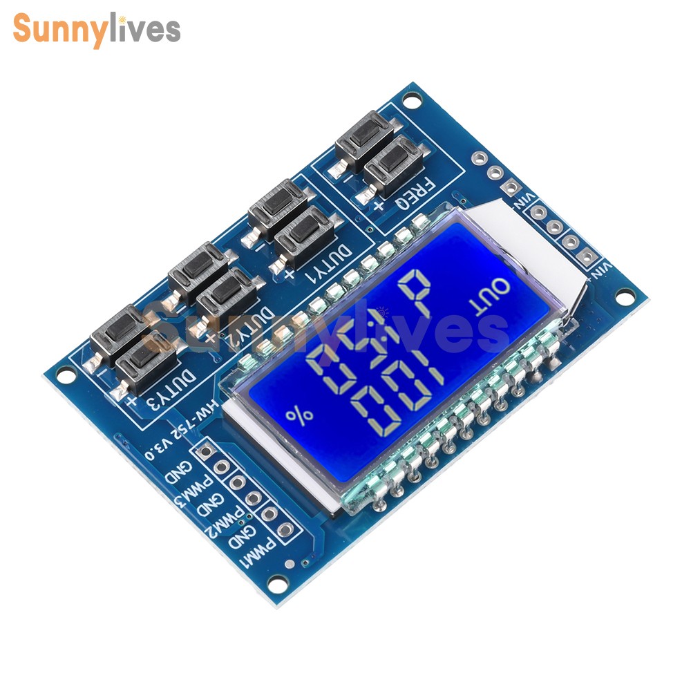 3-Channel Signal Generator PWM Pulse Wave Frequency Duty Cycle Adjustable Module