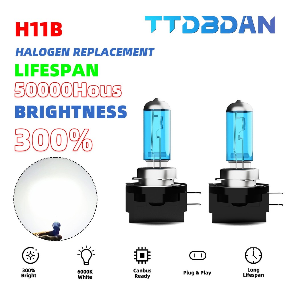 2PCS H11B Warm White Halogen Headlight Bulb Kit High/Low Beam 300% Bright New