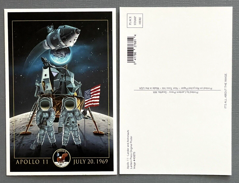 Apololo 11 - Lander and Astronauts - Lantern Press Postcard