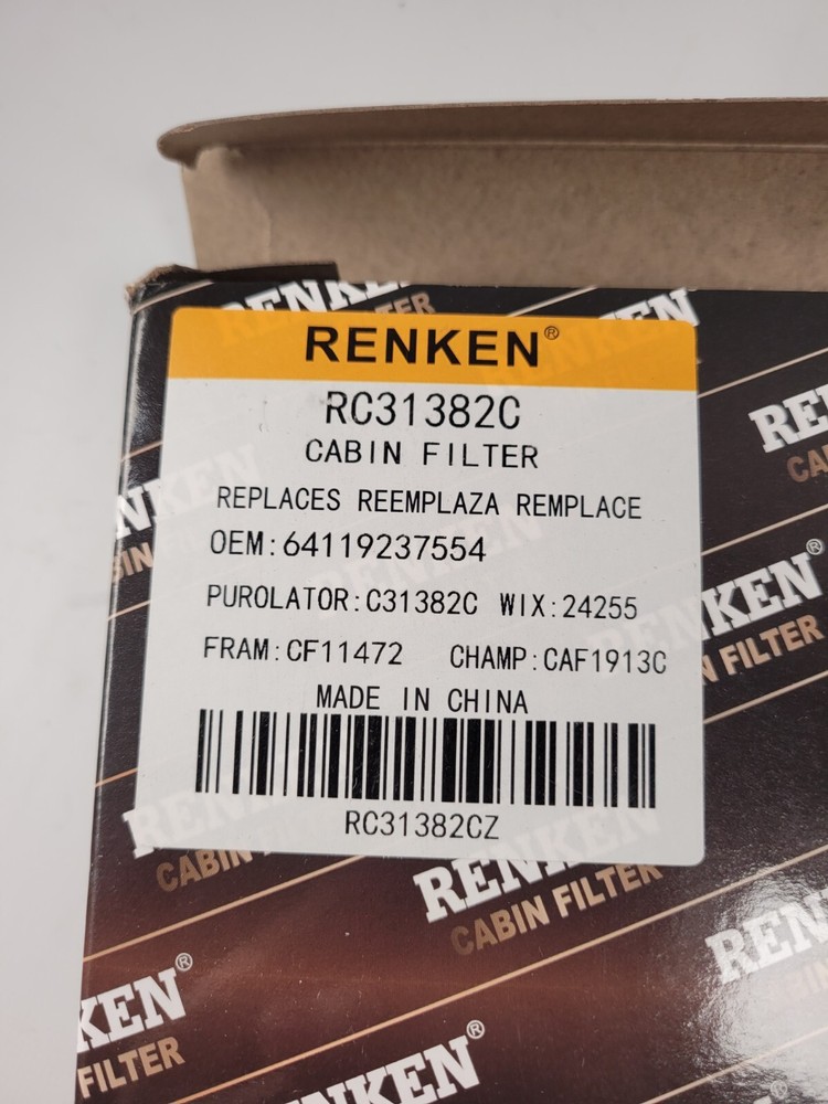 Renken Air Cabin Filter Conditioner Activated Carbon Replacement RC31382C