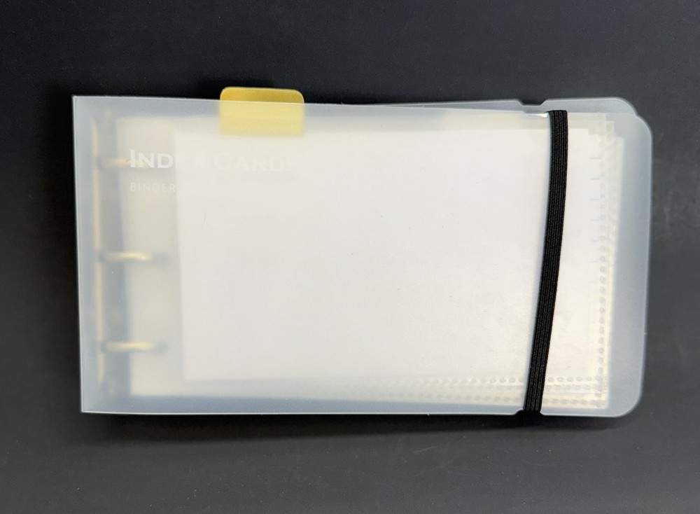 Index Cards Binder Organizer - Frosted Mini Ring Binder With Elastic Strap