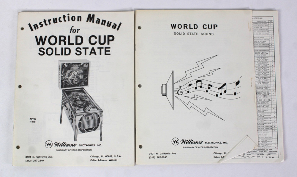 Bally World Cup Soccer Solid State Pinball Instruction Manual with Schematics