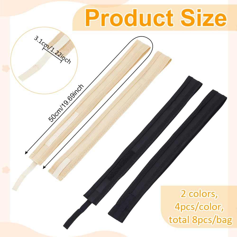 8Pc 2-Color Hat Size Tape Liner, Polyester Paste Style, Adjustable Band Hat Size