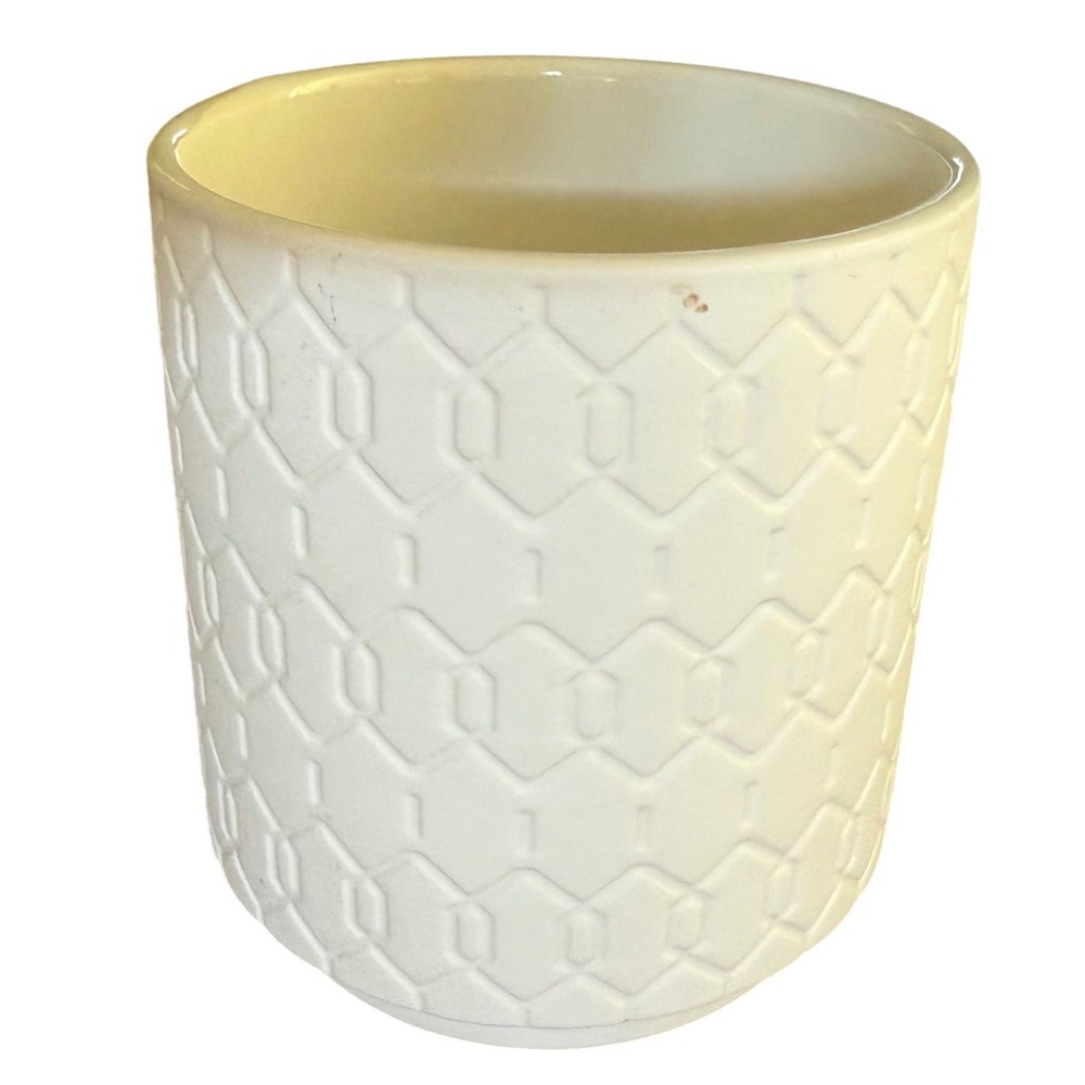 CB2 White Textured Ceramic Planter Pot – Modern Minimalist 5"