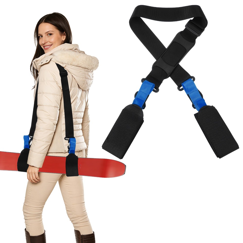 Ski Strap, Adjustable Ski Carrier Shoulder Straps,Black, Blue & 61.8"