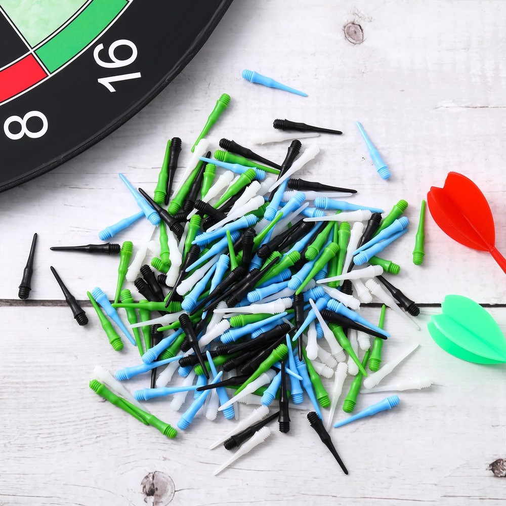 200-Pack 2BA Threaded Soft Tip Dart Tips, Plastic Replacement Dart Tips Soft Tip