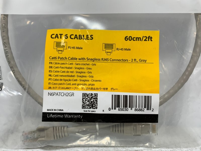 Startech N6PATCH2GR Ethernet Cable 2' Cat6 Gray RJ45