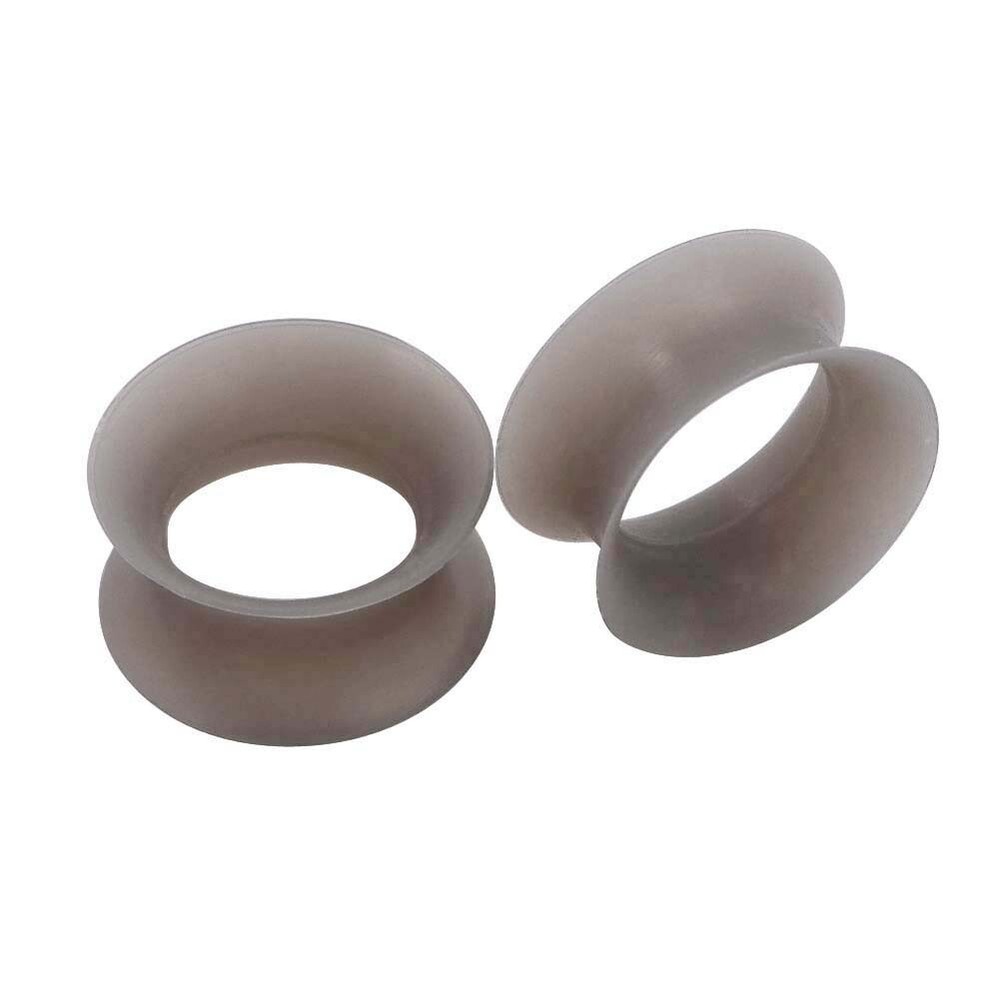 PAIR Soft Thin Silicone Double Flared Ear Tunnels Plugs Gauges Expander 2g-3/4"