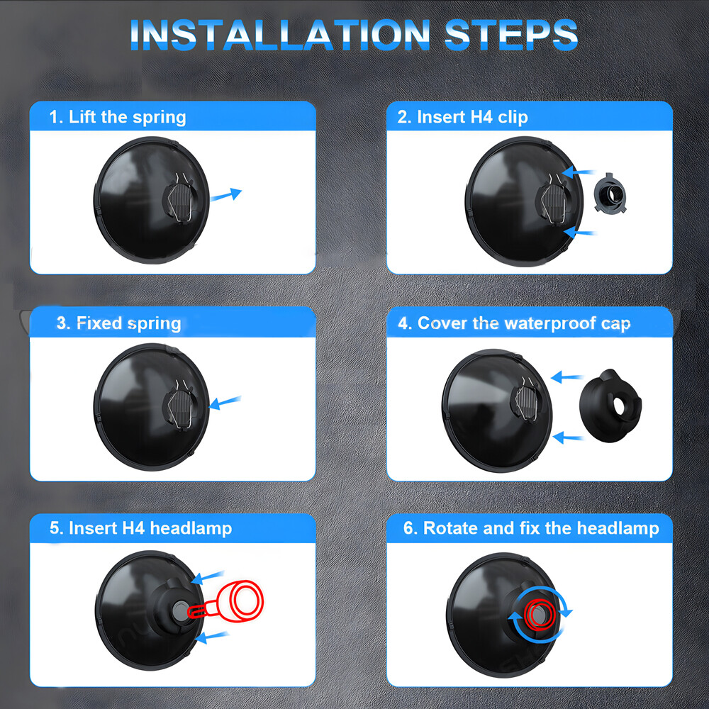 7 Inch led GLASS Headlight Round, ORIGINAL CLASSIC LOOK Conversion Chrome pair