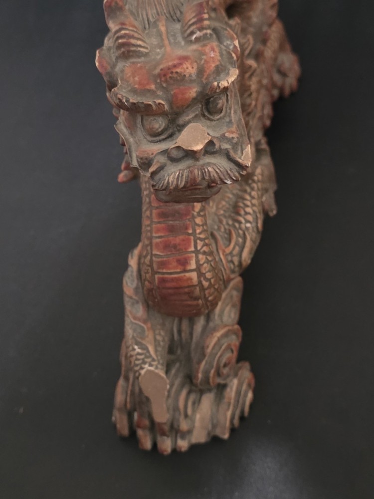 Deep Red Heavy Dragon Statue