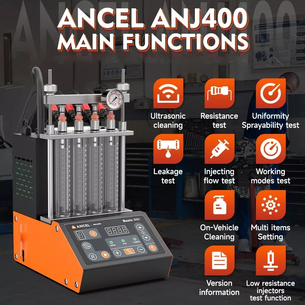 ANCEL ANJ400 Fuel Injector Cleaner Tester Low-resistance Injector Test Function