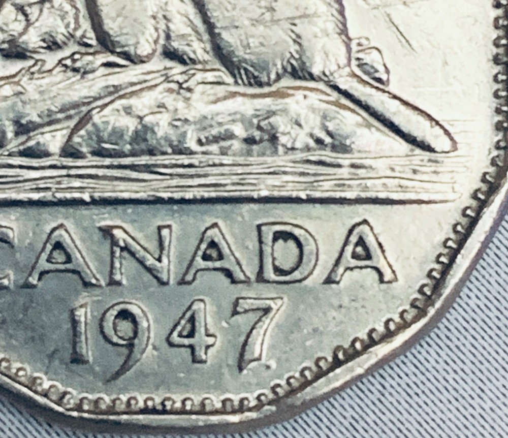 1947 Canada 5 Cent Coin - Dot
