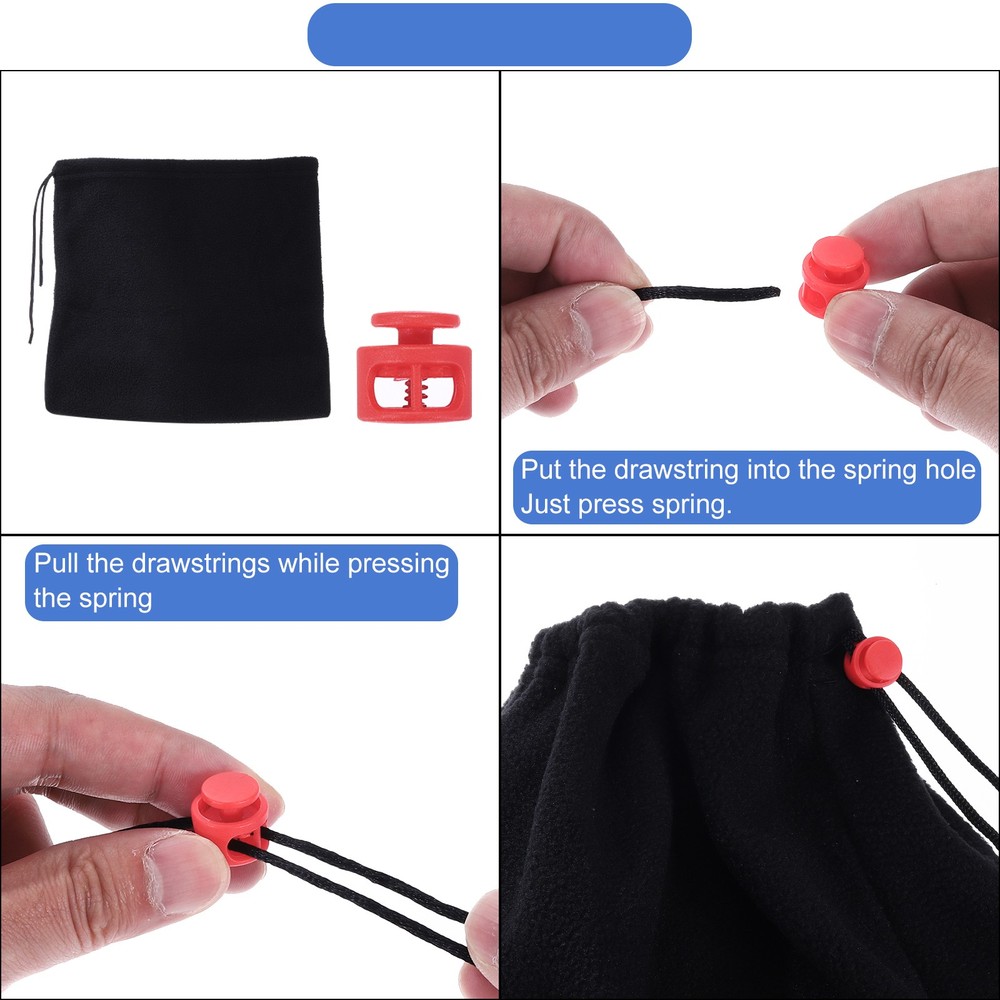 25Pcs Plastic Spring Cord Lock Double Hole Toggle Round Stopper White
