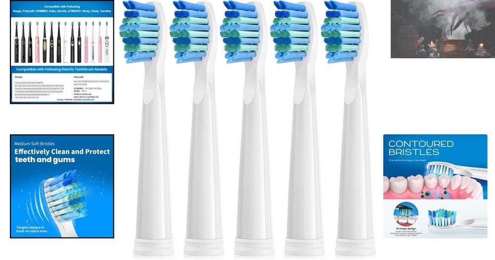 Expertly Designed 5 Pack Toothbrush Replacement Heads - Gentle & Effective