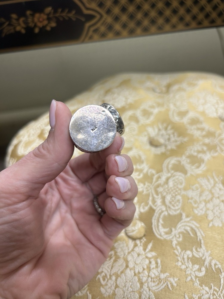 Antique repousse sterling silver chatelaine thimble holder / pendant