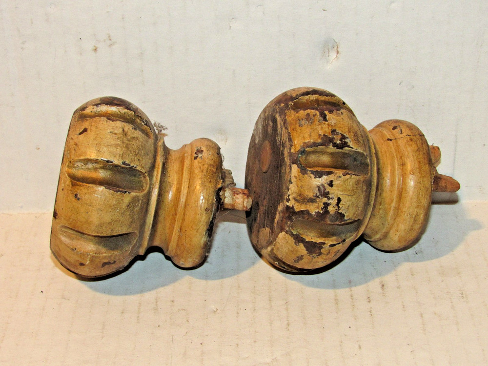 2 Salvaged Wood Carved Finials, Knobs, Toppers, DIY,