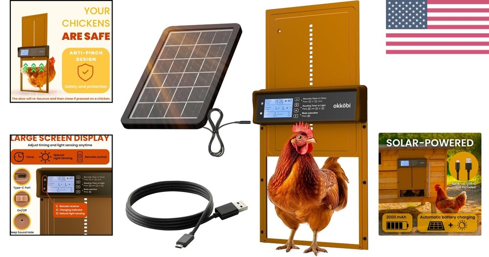 Solar Powered Automatic Chicken Coop Door with Timer/Light Sensor Modes