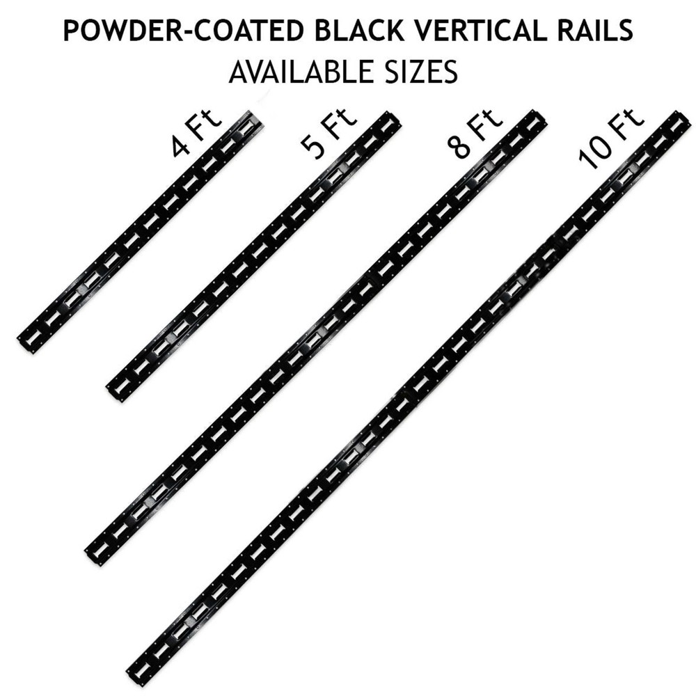 DC Cargo E-Track Rail, Vertical, Black Powder Coated, 8', 4-pack
