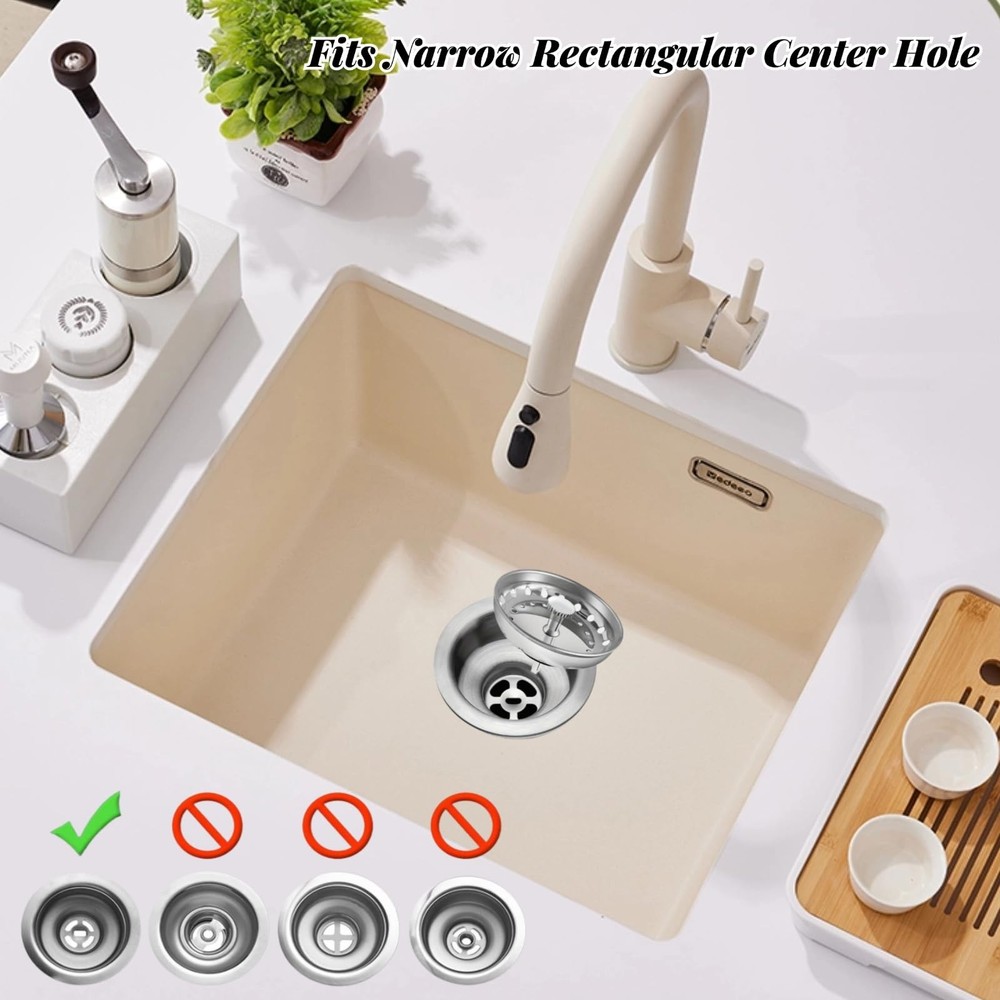 2 Pack Kitchen Sink Strainer & Stopper Combo for 3-1/2 Inch Drain, Stainless ...
