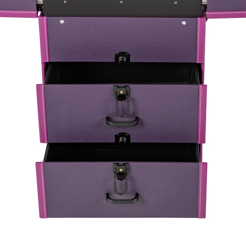 Rolling Makeup Case Beauty Organizer Box Lockable Cosmetic Case Trolley