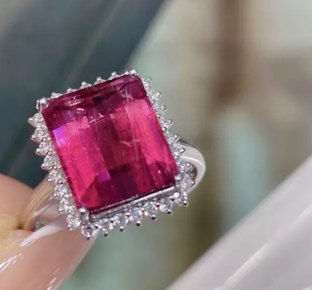 7.40Ct Emerald Cut Natural Ruby Diamond Ring 14K White Gold Size 8.5