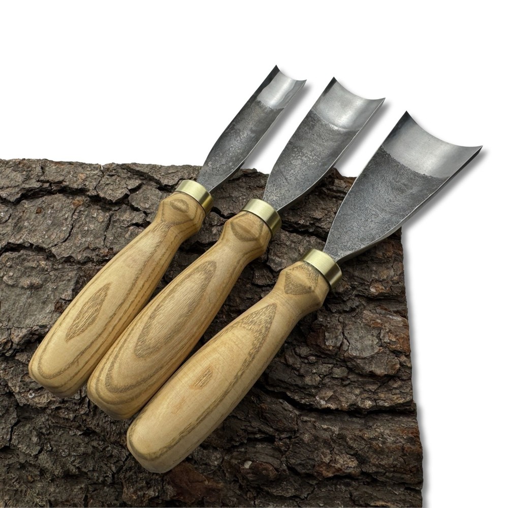 Wood Carving Gouges Hand Forged Carbon Steel Spoon Bowl Carving Tools Ash Handle