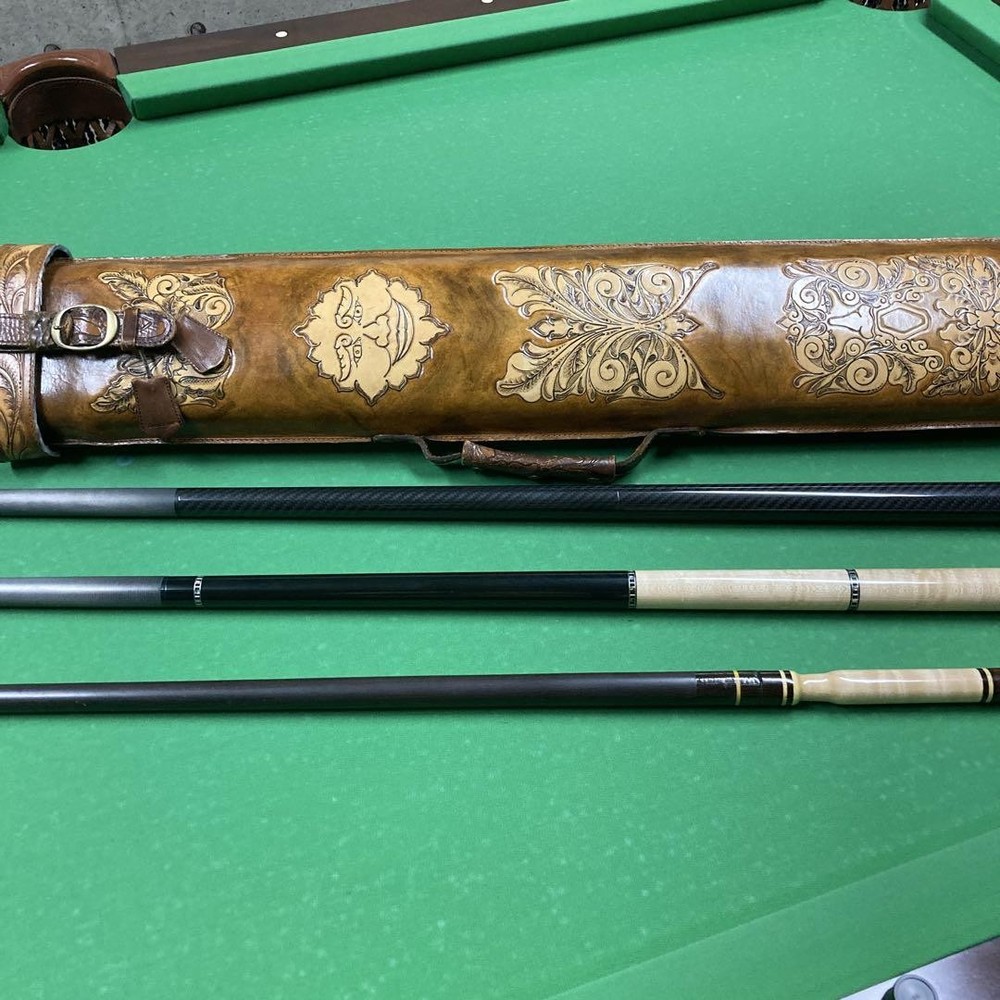 Handmade full leather cue case 2X4