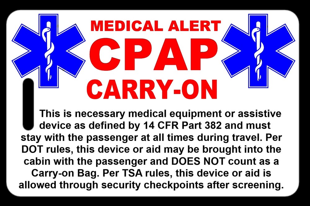 Personalized Carry-On CPAP Bag Tag - TSA - Sleep Apnea